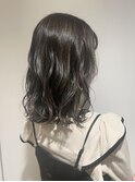 地毛風オリーブベージュ/透明感カラー/ブリーチなし/暗髪カラー