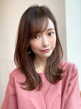 アフロート エル 大阪(AFLOAT L) 【30代流し前髪×くびれレイヤー】で大人可愛い抜け感ヘア◎