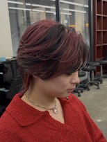テンバイリップスヘアー(TEN by LIPPS hair)&nbsp;レッド×ローライトカラーセンターパート