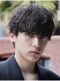 センターパートニュアンスパーマワンカールパーマ韓国コンマヘア