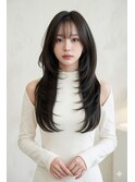 髪質改善ブリーチなしレイヤーくびれロング韓国ヘア