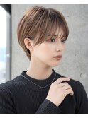 ★ワンレンボブルフ黒髪ネビージュ小顔ぱっつん前髪ウルフパーマ