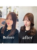 くびれ　レイヤーカット　顔周りカット　くびれレイヤー