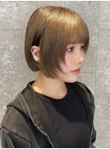 姫カットレイヤーボブ/ブリーチありくすみベージュ