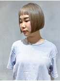 【吉田江梨】ボブミルクティーアッシュブリーチハイトーン前髪
