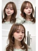 韓国ヘア_レイヤー_オリーブベージュ