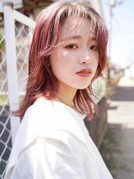 ユラギフロムユイマァル 水島店(YURAGI from YUIMARL) 大人くすみピンク_ベージュルーツカラー_ミディアムレイヤー