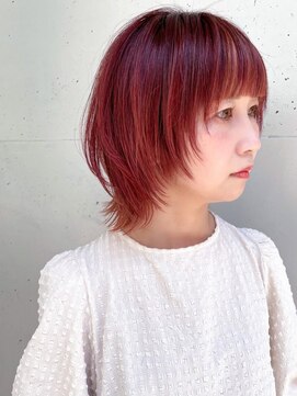 ローランド(Rowland) ショートウルフ☆レイヤー☆ピンクカラー☆マッシュウルフ