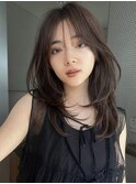 韓国ヘアーハッシュカットレイヤーカットグレージュブリーチ無し