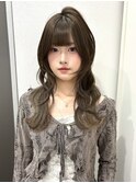 ハッシュカット　韓国ヘア　前髪カット　ロングウルフ