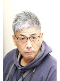 50代60代フェードショートアップバングイケおじ眉毛カット