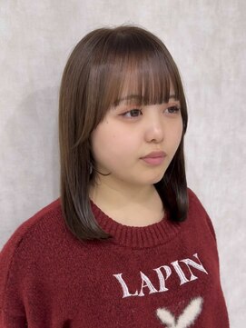 ロエン 西岡崎店(ROEN) ミディアムヘア、顔周りレイヤー、ベージュカラー