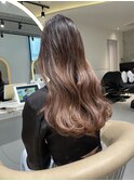 ★斜めバングミディアムヘアグレージュカラーシルキーベージュ★