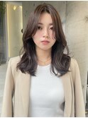 韓国風フェイスレイヤーカット/ラベンダーベージュ