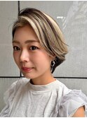 ハイライト/アンブレラカラー/かき上げ/ショートボブ