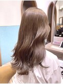 レイヤーカット/韓国レイヤー/韓国ヘア/ブリーチなし/グレージュ