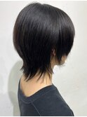 ショートウルフ　ミニウルフ　顔周りカット　黒髪ショート