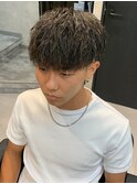 ソフトツイストスパイラル/刈り上げ前下りマッシュ/メンズパーマ
