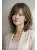 柔らかグレージュのくびれミディアム#田無#美容室#レイヤー