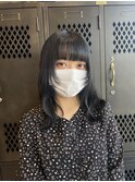 黒髪暗髪 ぱっつん前髪フェイスレイヤーカットストレート