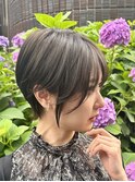 40代50代60代耳かけショート前髪なしハンサムショート白髪ぼかし