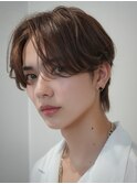 メンズボブウルフメンズミディアムレイヤーカットメンズウルフ