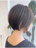 暗めカラーグランマッシュショートボブ くせ毛髪質改善 縮毛矯正