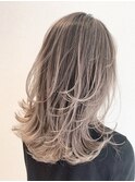  バレイヤージュグレージュハイライトダブルカラーケアブリーチ