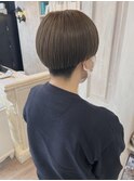 福山美容室caary刈り上げマッシュショートオリーブベージュ20代