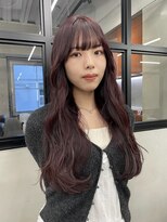 ニコ トウキョウ 渋谷(nico TOKYO)&nbsp;ダブルカラーチェリーレッドピンクブラウン韓国レイヤーロング