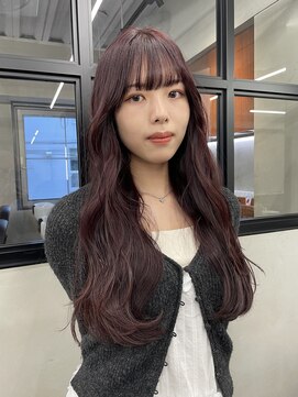 ニコ トウキョウ 渋谷(nico TOKYO) ダブルカラーチェリーレッドピンクブラウン韓国レイヤーロング