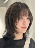 天神大名今泉ミディアムレイヤー韓国風くびれ巻き小顔透明感ヘア