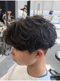 奈良シャドウパーマルーズパーマセンターパート波巻きパーマ