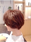 ショートボブ×ベルベットレッド