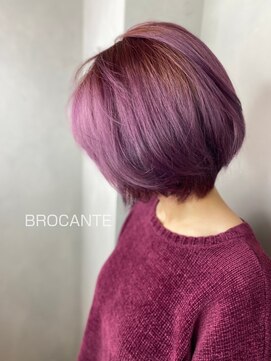 ラトリエ ブロカント 立川北口店(L'atelier BROCANTE) パープル ケアブリーチ ショートボブ 小顔補正立体カット
