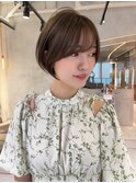 襟足すっきりゆとりショートボブ×オリーブブラウン
