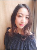 大人かわいい/レイヤーロング/グレーベージュ/前髪パーマ/錦糸町