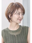 美髪艶ショートマッシュグレーベージュクリアカラー