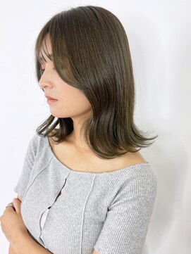 アルバム 新宿(ALBUM SHINJUKU) オリーブカラー透明感カラー秋色ワンレンボブルフ_ba523831