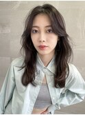 無造作ヘアウェーブヘアブリーチなしカラーレイヤーカット