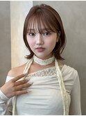 大人可愛い韓国ボブレイヤー顔周り20代30代くびれボブベージュ