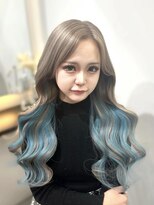 ラピス 大阪アメ村店(Lapis)&nbsp;シールエクステ/インナーカラー/水色カラー/エクステデザイン