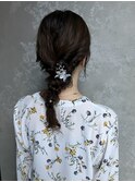 編み下ろしヘアセットダウンスタイルパーティーヘアセット結婚式