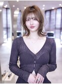 ワンホンレイヤーカット×ダークブラウン/顔周りレイヤーカット