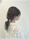 編み込みポニーテールアレンジ