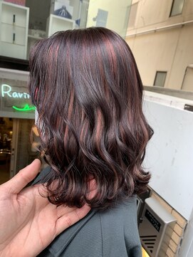 ラフ 難波店(LAFF) #黒髪#ボブルフ#ネビージュ#小顔#ワンレン