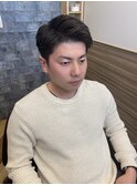 アップバングモテ髪パーマイケメンツーブロックビジカジ束間黒髪