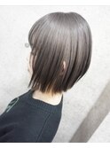 ラベンダーグレージュ/ミニボブ/外はねストレート