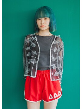 ヌウ(nuu) (Kiriyama)ターコイズブルー/ボブ/ブルー/20代30代/ダブルカラー