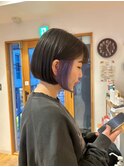 ブリーチインナーカラーブルーバイオレットボブ髪質改善北浦和